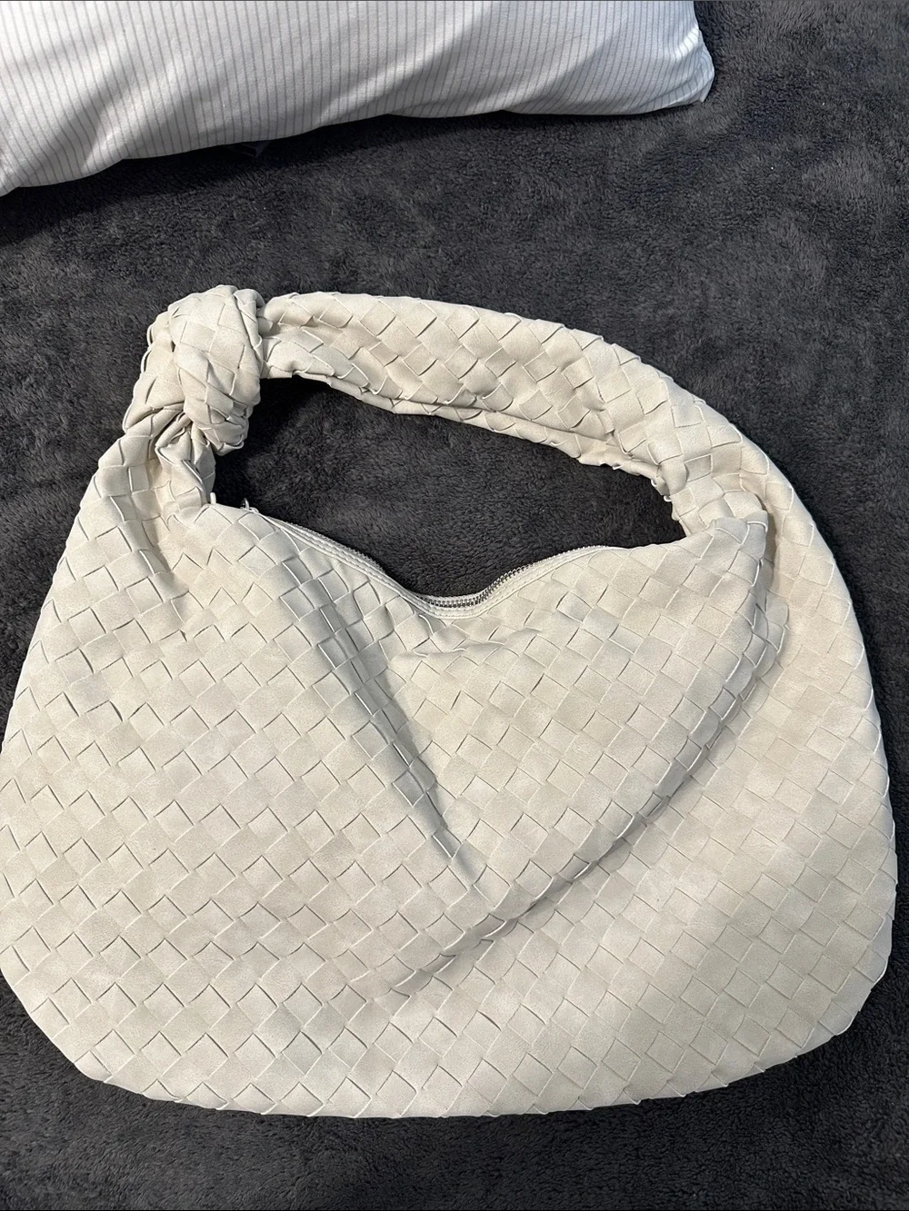 Urban Expressions Knotted Woven Hobo in Light Cream